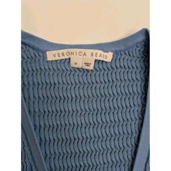 VERONICA BEARD Ribbed Knit Tank Top Sleeveless V-neck Pullover Blue Cerulean M - Picture 2 of 8